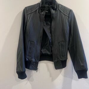 Black Leather Bomber Jacket